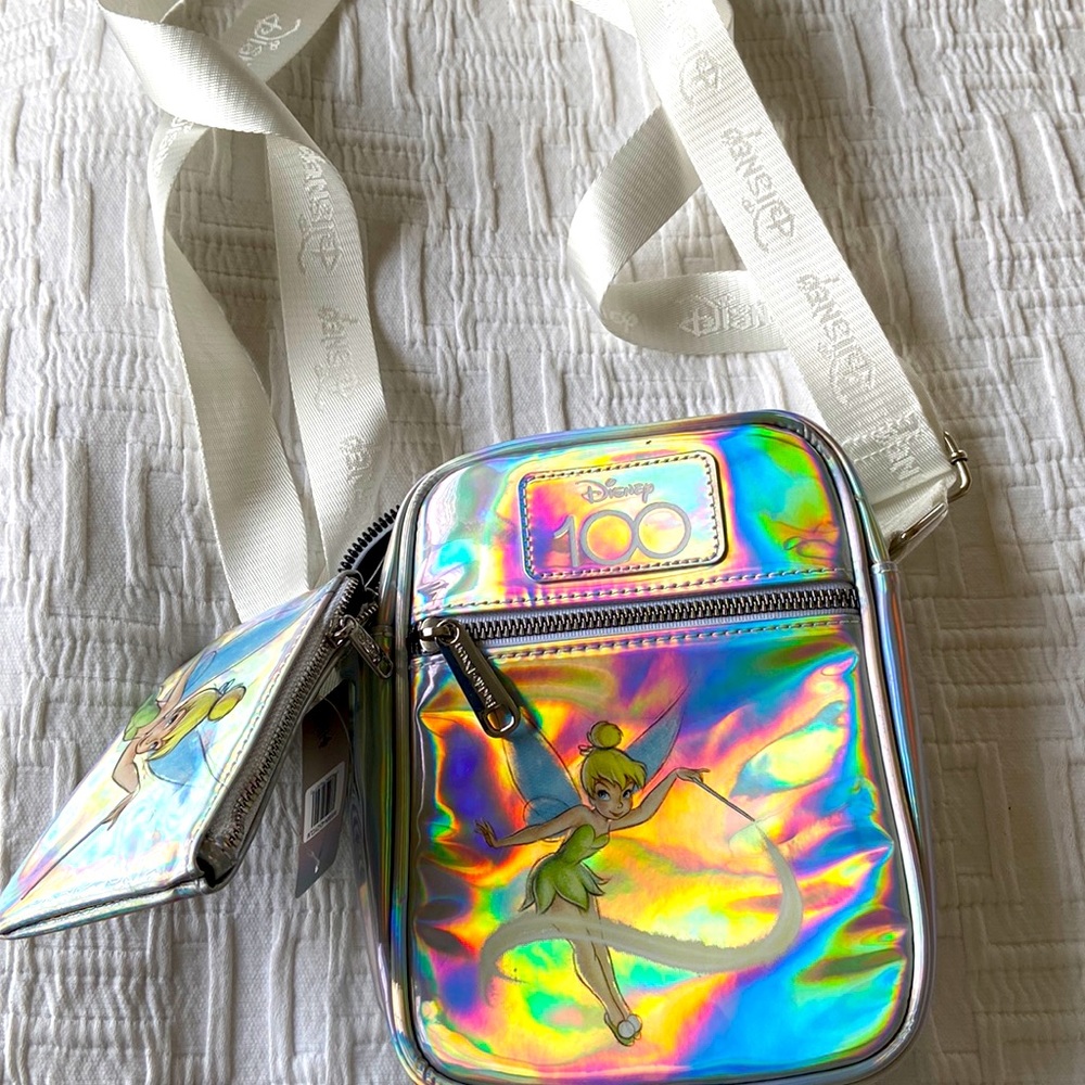 Disney Holographic Tinkerbell Crossbody bag with matching coin purse
